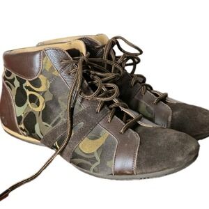 Coach Hammond 9.5D Signature C High Top Sneakers Brown Monogram Leather Chukka